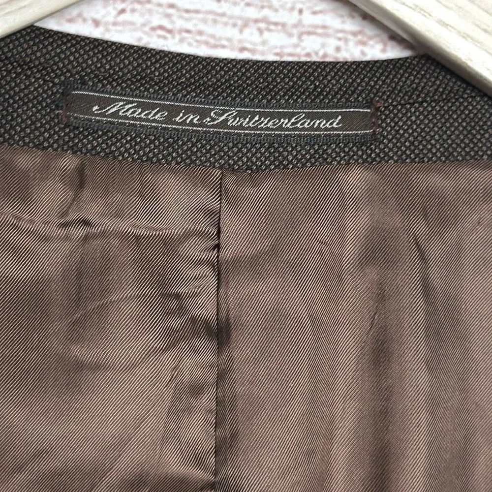 Ermenegildo Zegna Switzerland Wool Suit Jacket Blazer Taupe Brown 46L
